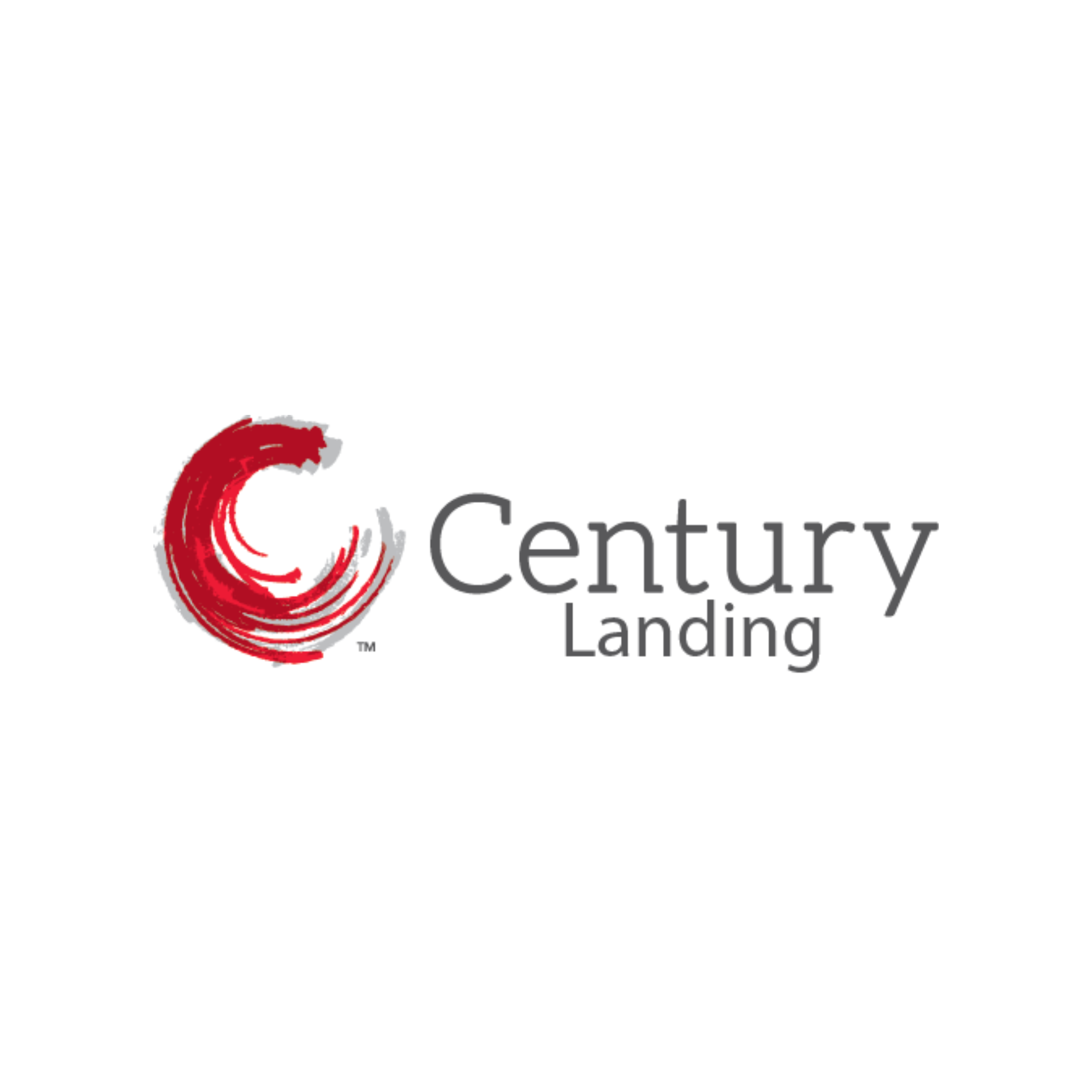 A logo with a red swirl and the words "Century Landing" next to it.